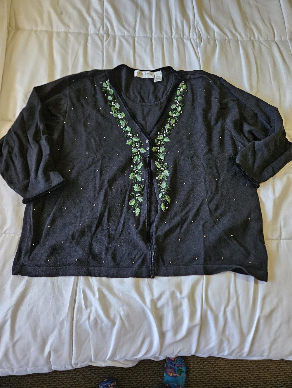 Vintage Victoria Jones Woman Holiday Embroidered Beaded Cardigan- Size 3X